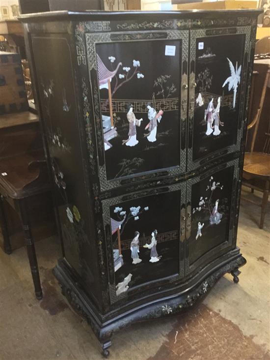 Chinese black and gilt lacquer cocktail cabinet